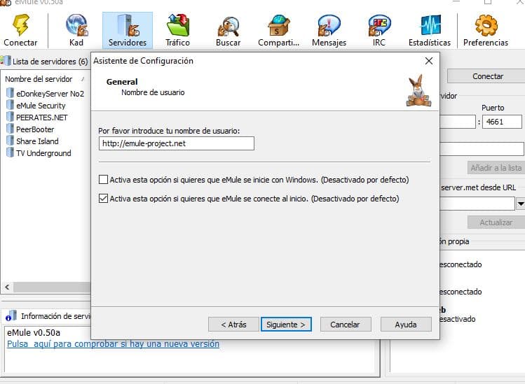 configurando emule general